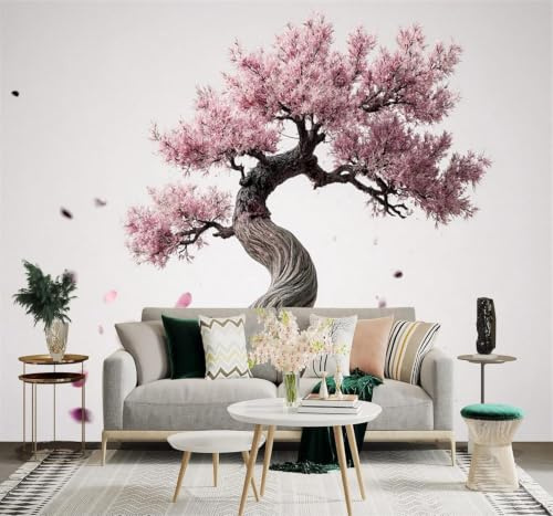 XLMING Schlicht Schön Dreidimensional Kirschbaum Mit Gewundenem Stamm Fallende Blütenblätter 3D Tapete Tapeten Seidigkeit Home Esszimmer Möbel Sofa Schlafzimmer Wohnzimmer TV Hintergrund-300cm×210cm