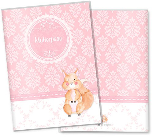 OLGS Mutterpasshülle rosa Little Lady Eichhörnchen - Schutzhülle für Mutterpass, Geschenk für werdende Mütter