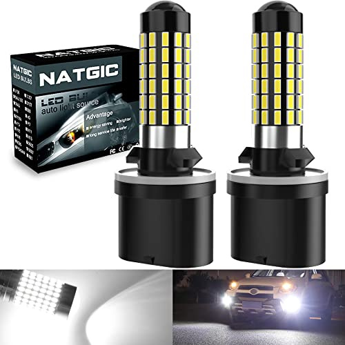 NATGIC 880 886 890 892 LED-lampor Xenonvit 1800 LM 3014SMD 78-EX chipset med linsprojektor för dimljus dagsljus-körning, 6 500 K, 12-24 V (2-pack)