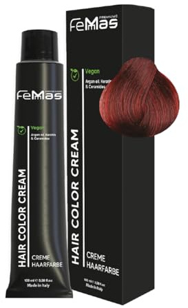 FemMas Haarfarbe Hellbraun Rot 5.6 I Professionelle Creme Haarfarbe mit Arganöl, Keratin & Ceramiden I Als dauerhafte Haarfärbung oder Tönung für strahlende, haltbare Farbergebnisse I 100 ml