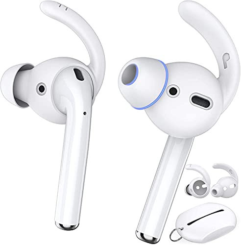 AHASTYLE 2 Paires Crochets D'oreille AirPods Couvrent Embouts D'écouteurs [Sac Supplémentaire] Apple Earbuds Ear Hooks Compatible avec AirPods 2 / AirPods 1 / EarPods (Petit & Petit, Blanc)