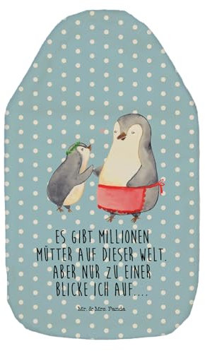 Mr. & Mrs. Panda Wärmflasche Pinguin mit Kind - Geschenk, Wärmekissen, Muttertag, Kleine Wärmflasche, Bettflasche, Lieblingsmensch, Mutti,