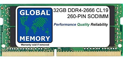 GLOBAL MEMORY 32GB DDR4 2666MHz PC4-21300 260-PIN SODIMM Memoria RAM para Mac Mini (2018)