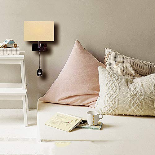 Wand-Hotel-Leuchte-Lampe DORIS, verstellbarer Leseleuchte, chrom, Schirm creme 28,5x18x14cm, E27 max. 60 W, Leseleuchte GU10 max. 50W (ohne Leuchtmittel), Bett-Nacht-Leuchte-Lampe (creme)
