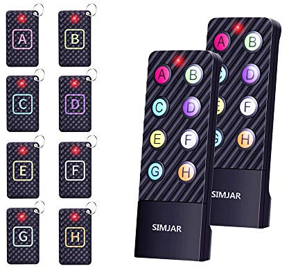Simjar Schlüsselfinder mit RF-Sender und zusätzlichen Sicherungskabeln, kabellos, unterstützt Fernbedienung mit lautem Piepton und Haustier-Tracker