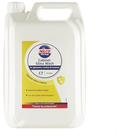 Nilco Detergente Vetri 5L - Pulizia Vetro Senza Aloni per Lavaggio Automatico - Formula Concentrata in Acqua Alcalina