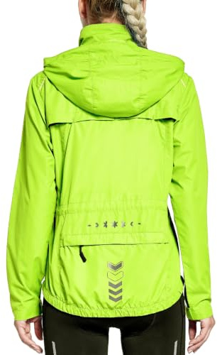 FitsT4 Sports Damen Fahrradjacke Radfahren Laufen Jacken Leichtgewicht Wasserabweisend Windbreaker Wanderjacke Reflektierend Trekking Regenjacke mit Kapuze