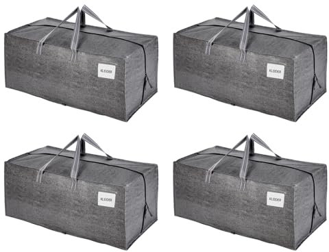 VENO 4 Pack Moving Bags Heavy-Duty Extra Large W/Backpack Straps, Moving House Essentials, Strong Handles & Zips, Clothes Storage, Packing, Laundry Bags, Reusable and Sustainable (Gray, 4 Pack)