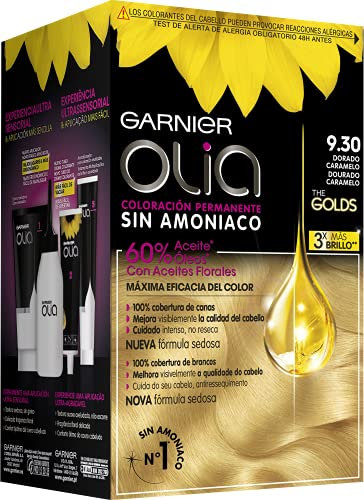 Garnier Olia permanente Coloration ohne Ammoniak für einen angenehmen Duft mit Blütenölen natürlichen Ursprungs - Gold Caramel 9.30 271 g
