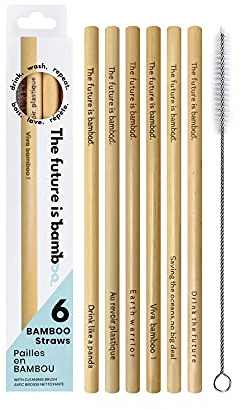 The Future is Bamboo - Bamboo Straws, Reusable, Biodegradable, 6 Pack