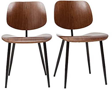 Miliboo Chaises en Bois foncé Noyer et métal Noir (Lot de 2) Tobias
