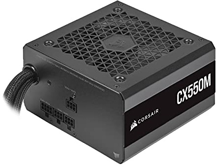 Corsair CX550M (2021), CX-M Series, 550 Watt 80 Plus Bronze Fuente de Alimentación ATX Semimodular y Silenciosa (Funcionamiento Silencioso, Condensadores de 105 °C, Tamaño Compacto) Negro