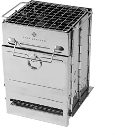 STABILOTHERM Edelstahl Holzkohle-Grill Camping Outddor faltbar | mobiler Grill Camping-Grill Outdoor-Grill | Campinggrill | sehr stabil und platzsparend