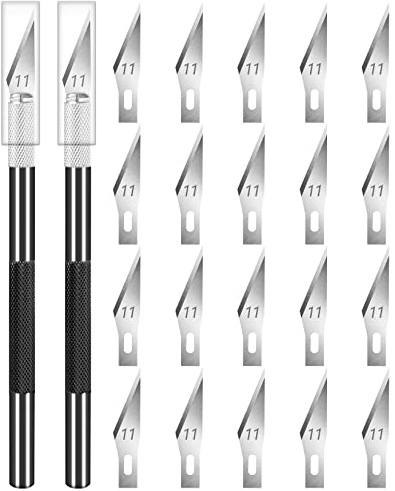 Artcut 2 Pcs Scalpel De Précision avec 20 Lames, Cutter Chirurgical pour Sculpture, Kirigami, Modélisme, DIY, Loisir - Mini Cutter De Découpe (Noir)