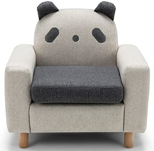 Costzon Kids Couch, Children's Cartoon Sofa Chair w/Solid Wood Frame, Thick Cushion, Child Armchair for Play Room, Kindergarten, Kids Room for 2-8 Little Boys Girls Birthday (Panda)