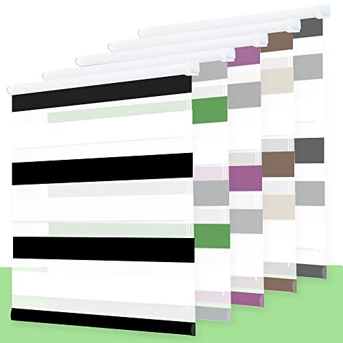 Rollo, Rollos für Fenster Doppelrollo ohne Bohren, Doppelrollo Klemmfix ohne Bohren, Rollo ohne Bohren, Doppelrollo ohne Bohren, für Fenster und Türen Schwarz-weiß 40 x 130cm