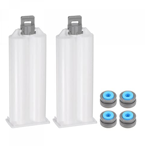 uxcell 2Pcs Epoxy Gun Adhesive Cartridge, 122mm Plastic Resin Mixer Dual Glue Cartridge with Gray Piston for 50ml/1.7oz 1:1 AB Glue Adhesive Gun