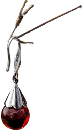 S925 Rétro Simple Perle Ronde Classique Goutte D'Eau Décoration Visage Rouge Corindon Grenade Cornaline Shell Perles Calcédoine Jaune, Argent 925, OZZKI, Grenat,
