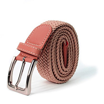 glomy * Geflochtener elastischer Gürtel für Jungen und Mädchen, Damen und Herren von 2,50 cm Breite, Rosa, 100 cm