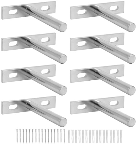 QWORK 8 Pièces Fixation Étagères Murale Invisible - 75mm - Supports Étagères Flottante en Fer Solide