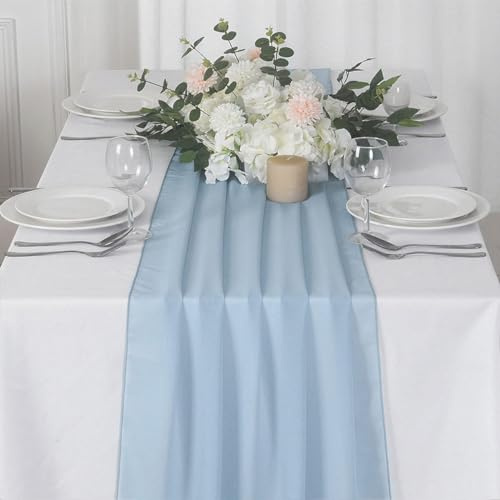 Chiffon, Blaue Tischdecke, modern, schlicht, romantisch, Hochzeitsdekoration, Tischdecke für Geburtstagsfeier, Hochzeitsfeier, Dekoration, transparenter Stoff, 75 x 304 cm (Hellblau)