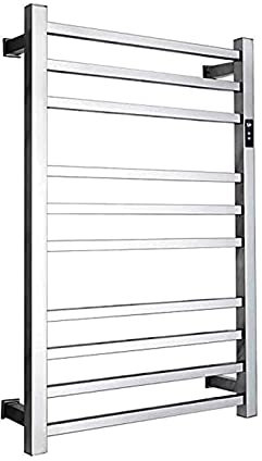 Bathroom Towel Warmer Electric Heated Towel Rack, Electric Towel Warmer Radiator, 10 Bars Electric Heated Towel Rack Wall Mount Heated Towel Rail with Timer/Temperature Control, St