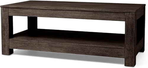 Maven Lane Paulo Coffee Table – 18 Inch Rectange Table with Storage – Brown Solid Wood – Ideal for Living Room and Lounge