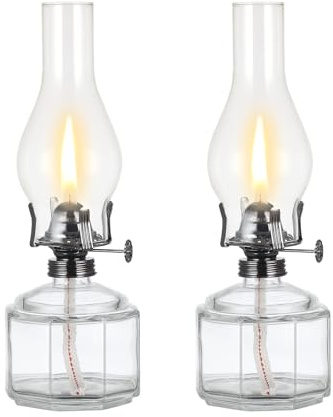 DNRVK - 2 Pack Rustic Oil Lamps Large Classic Antique Black Kerosene Glass Oil Lamps for Indoor Emergency Lighting Hurricane Lamp Lamp