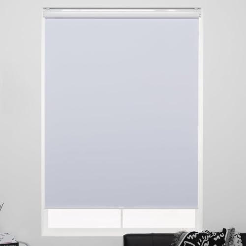 KALYSIE Cordless Roller Shades 100% Blackout Blinds for Windows and Doors, Pull Down Room Darkening Window Shades, Easy to Install for Home and Office, White, Fixed 75 Inches High, 24 Inches Width