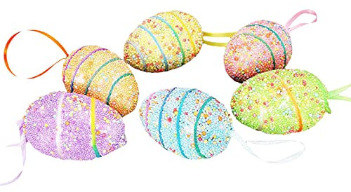 Ostereier Deko Ostereier zum Aufhängen Ostereier mit schönen Mustern Deko Eier Bunt Deko Frühlingsdeko Hängen Ostern Deko Klein Vintage für draußen und innen Deko zu Ostern