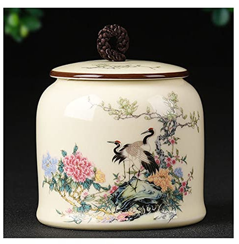 SilteD Tarros de té Recipiente de té de Almacenamiento Caja de té Pintada Grande Tarro de Almacenamiento de Porcelana Caja de Dulces de Porcelana Tanque de Almacenamiento de Especias Contenedor de