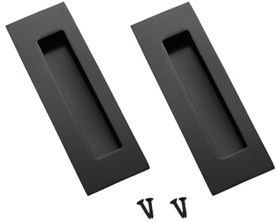 ALNKDH 2 Pack Stainless Steel Recessed Sliding Door Handles, Black Door Handles,Closet Door Barn Door Concealed Flush Pocket Door Handles150mm×50mm