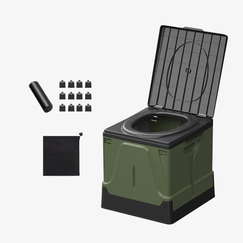 Faltbar Mobile Trenntoilette Notfall Toilette Fürs Auto Stuhlgang Unterwegs Mit Aufbewahrungsbeutel Und 12x Müllbeutel Eimer Für Campingtoilette Campingklo Für Outdoor Festival Stau Zelten ,Green