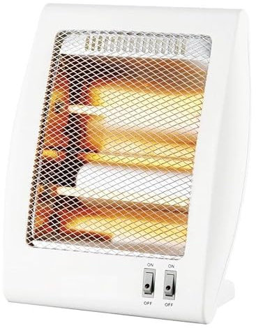 UBOON - Calefactor Halógeno Pequeño, Estufa Eléctrica de Cuarzo Portátil, 2 Niveles de Temperatura, Bajo Consumo, Calentamiento Rápido, Ideal para Baño, Sistema de Seguridad (Cuadrado)