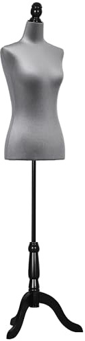 HOMCOM Mannequin de couture féminin Mannequin de couture réglable de 130 à 168 cm avec trépied en bois pour photographie de mode exposition de vêtements Gris