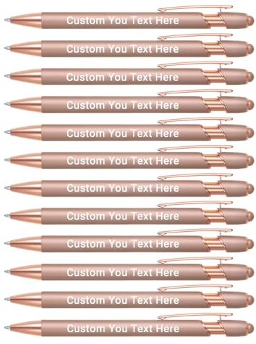 Zoonnis 12 Pcs Personalisierte Kugelschreiber mit Stylus-Tipps für Business Personalisierte Gravierte Stift in Bulk für Frauen Männer mit Namen Text Benutzerdefinierte Stift mit Schwarzer Tinte