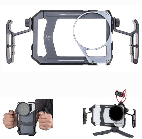 Fotga Stabilisateur universel pour smartphone avec poignées + adaptateur de filtre fileté de 67 mm pour iPhone Samsung téléphone portable Vlog Live Stream Filmmaking enregistrement vidéo avec support