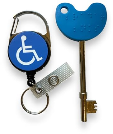 Compatible NKS/Radar UK Disabled Toilet Key with Retractable Disabled/Blue Badge Reel