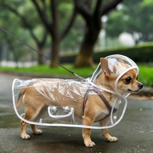 Syiyunran Giacca Antipioggia Per Cani Impermeabile - Bianco, 1pc, Mantella Cane Idoneità per con un peso di 2,5-3,5 kg, Giacche Facili da Indossare, Antivento e Cane Taglia Piccola