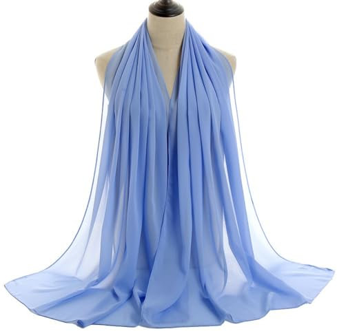 Blausky Damen Sheer Chiffon Tücher und Wraps für Abendkleider,Sommer Schal Dünner Stola Frauen Seidenschal Chiffonschal Kopftuch Kopftücher Halstuch Schultertuch Sonnenschutz 180x72cm,Hellblau A
