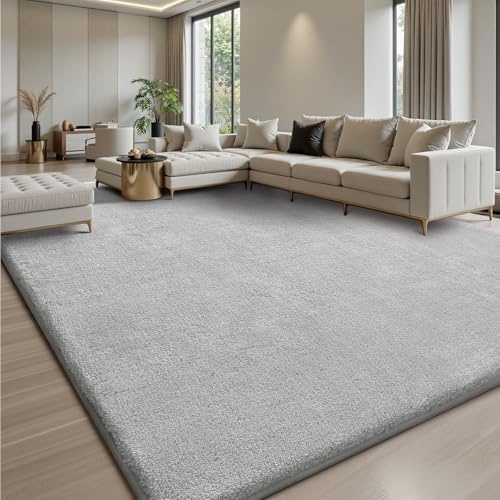 Treeboy Large Rugs Living Room 240x300cm Carpet Thick Grey Rug for Bedroom | Big Washable Area Rugs,Anti Slip Soft Fluffy Rug,Low Pile Shaggy Modern Bedside Carpets for Kids Bedroom Nursery No Shedding