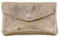 Double Tree - Porte-Monnaie Femme en Cuir Véritable Irisé Élégant - Petit Portefeuille Brillant à Rabat Format Enveloppe Mi-Long - Léger et Pratique - Or Rosé
