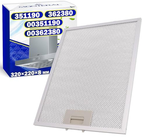 Filtro Metálico de Grasa para Campana Extractora 320x220x8 mm con Código Original 351190 00351190 362380 00362380 para Bosch para Balay para Constructa para Siemens para Neff - MONTERAL