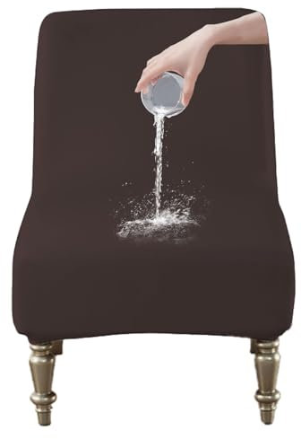 ZRCYXDW Wasserdicht Sesselhussen Ohne Armlehnen, PU Leder Sesselbezug Waschbar Möbelschutz Mit Elastischem Boden Für Wohnzimmer Schlafzimmer-Braun-1 Stück