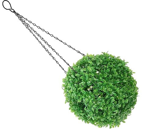 GALPADA Hanging Faux Topiary Chain Artificial Grass Sphere for Balcony Garden Wedding Decor for Seasonal and Event Decoration