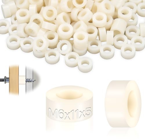 SWTYExt Abstandshalter Kunststoff M6, 50 Stk Abstandshalter Weiß 11x5 mm | ABS Distanzscheiben M6, Nylon Unterlegscheiben, Runde Abstandsscheiben, Isolierung, Gummi Beilagscheiben, für M6 Schrauben