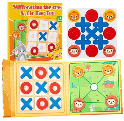 Tic Tac Toe Spiel, Tik Tak Toe XO-Spielzeug, 2-in-1Magnetisches Schach Brettspiele, Tic Tac Kinder Spielzeug, Interaktives Magnetisches Brettspiele für Familienfeiern Kindern Puzzle Spielpartys