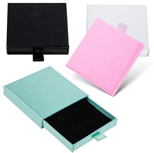 oruola 4 Stück Schmuck Geschenkbox, Geschenkbox Klein, Schmuckkästchen Armband für Armbänder,Ohrringe,Halsketten,Schmuckgeschenke, Quadratische Schmuckschachtel Klein, Mehrfarbig