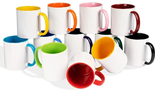 True Statements Kaffeetassen Set zum Bemalen oder bedrucken - Sublimationstassen aus hochwertiger Keramik - ideal für den Kindergeburtstag oder Sublimationsdruck - 12er Set