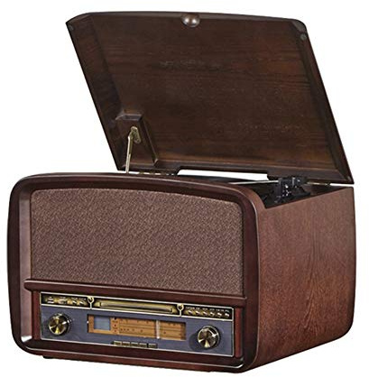 ZJFHEYUO Record Players Living Room European Household Record Player Walnut Gramophone Retro Vinyl Record Player